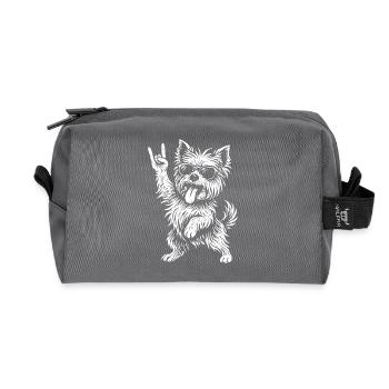 Rock Musique Drôle Yorkshire Terrier Chien Lourd - Trousse de toilette en tissu recyclé - anthracite - Devant