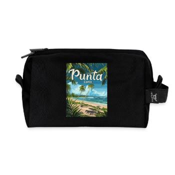 Tropical Punta Cana Beach Palmiers paradisiaques - Trousse de toilette en tissu recyclé - noir - Devant