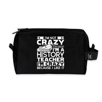 History Teacher Crazy History Teacher - Recycled Toiletry Zip Bag - black - Front