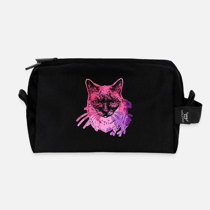 Siamese Cat Siamese Cat Colorful - Recycled Toiletry Zip Bag - black