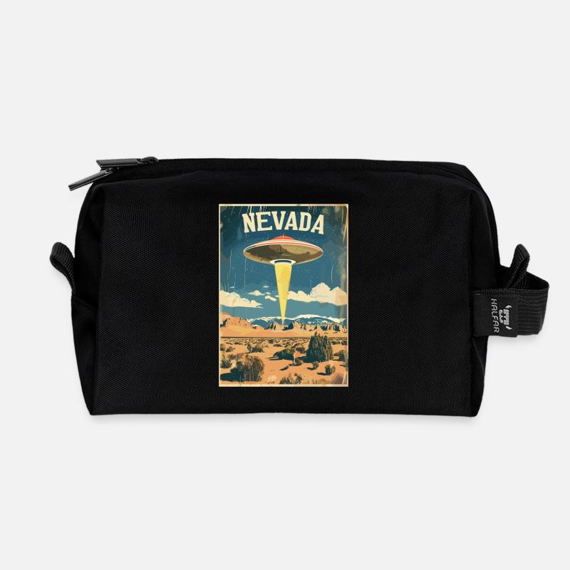Nevada UFO Landschaft Abenteuer Retro-Inspiration - Recycelte Kulturtasche - Schwarz