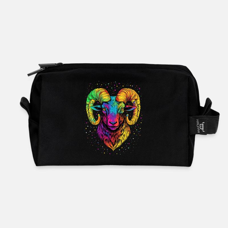 Widder Mufflon Aries Wilde Schafe Männliches Schaf - Recycelte Kulturtasche - Schwarz