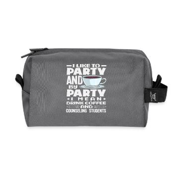 Schulberater Kaffee Und Beratung Party - Recycelte Kulturtasche - Anthrazit - Vorne