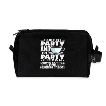 School Counselor Coffee and Counseling Party - Recycled Toiletry Zip Bag - black - Front