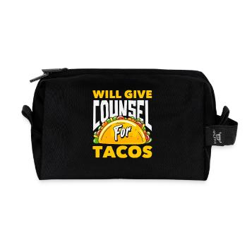 School counselor gives advice for tacos - Recycled Toiletry Zip Bag - black - Front