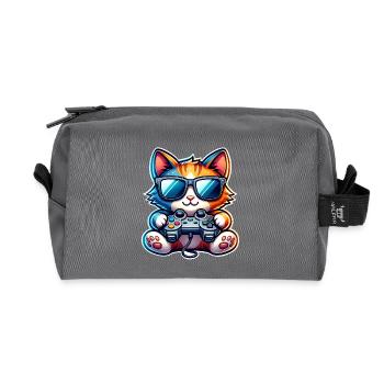 Katze Gaming Gamer - Recycelte Kulturtasche - Anthrazit - Vorne