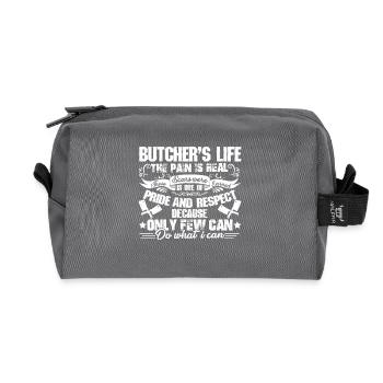 Butcher's Life The Pain Is Real - Recycled Toiletry Zip Bag - anthracite - Front