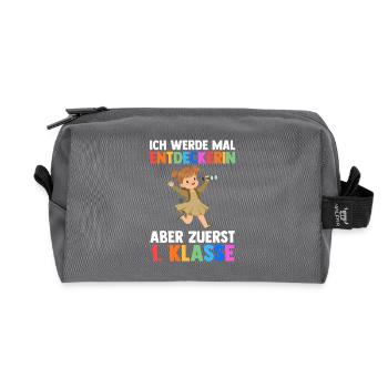 Explorer First Grade School Enrollment Schoolchild - Recycled Toiletry Zip Bag - anthracite - Front