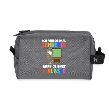 Lehrerin Erste Klasse Einschulung Schulkind - Recycelte Kulturtasche - Anthrazit - Vorne
