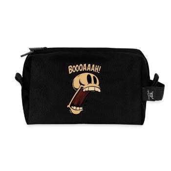Crâne de dessin animé hurlant avec la bouche ouverte - Trousse de toilette en tissu recyclé - noir - Devant
