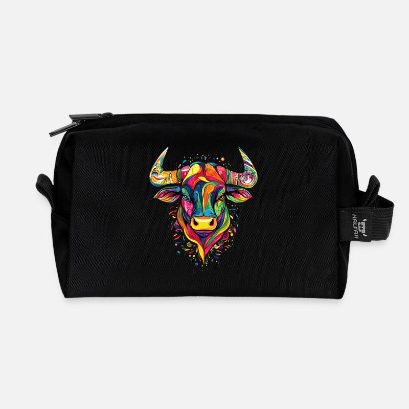 Stier Bulle Ochse Rind Bauernhof Kuh Taurus Bullen - Recycelte Kulturtasche - Schwarz