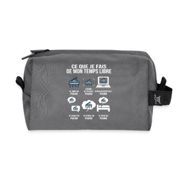 Ce que je fais de mon temps libre – T-shirt piano - Trousse de toilette en tissu recyclé - anthracite - Devant