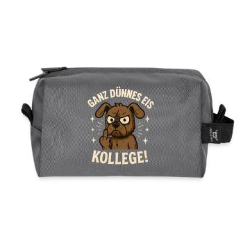 Very thin colleague middle finger dog - Recycled Toiletry Zip Bag - anthracite - Front