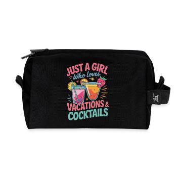 Juste une fille qui aime les vacances et les cocktails - Trousse de toilette en tissu recyclé - noir - Devant