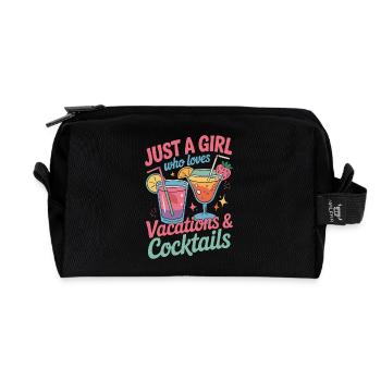 Juste une fille qui aime les vacances et les cocktails - Trousse de toilette en tissu recyclé - noir - Devant