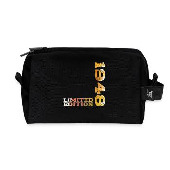 77th Birthday Legend Born in 1948 - Recycled Toiletry Zip Bag - black - Front