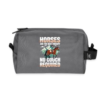 Les chevaux sont la meilleure thérapie, pas un canapé - Trousse de toilette en tissu recyclé - anthracite - Devant