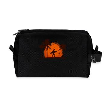 Sunset Surfer Tropical Vibes Beach - Recycled Toiletry Zip Bag - black - Front