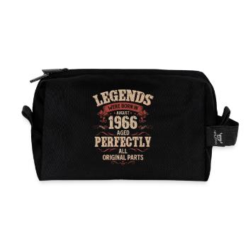 60th Birthday Legend August Born in 1966 - Recycled Toiletry Zip Bag - black - Front