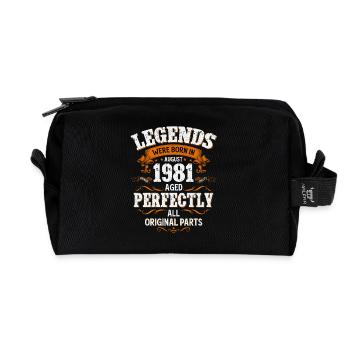 44. Geburtstag Legende August Jahrgang 1981 - Recycelte Kulturtasche - Schwarz - Vorne