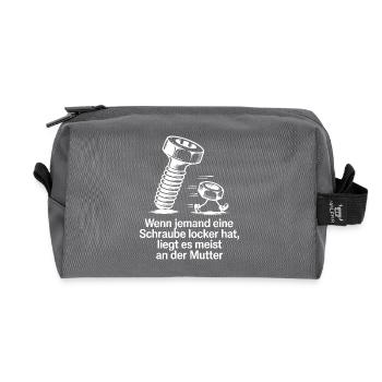 If someone has a screw loose nut saying - Recycled Toiletry Zip Bag - anthracite - Front