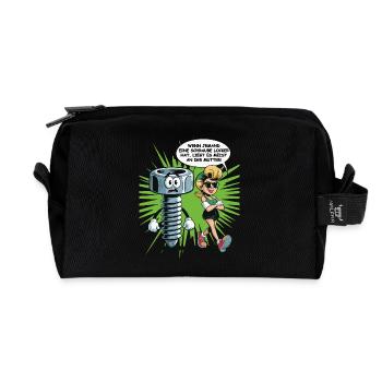 If someone has a screw loose nut saying - Recycled Toiletry Zip Bag - black - Front