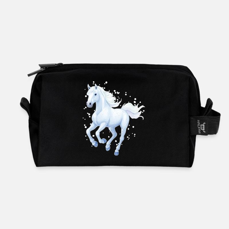 Pferd mit Schneeflocken - Recycelte Kulturtasche - Schwarz