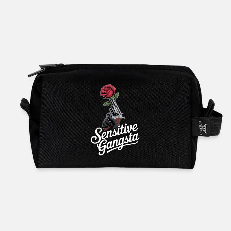 Sensitive Gangsta - Recycled Toiletry Zip Bag - black