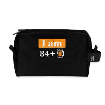 I'm 34 plus beer 35th birthday - Recycled Toiletry Zip Bag - black - Front