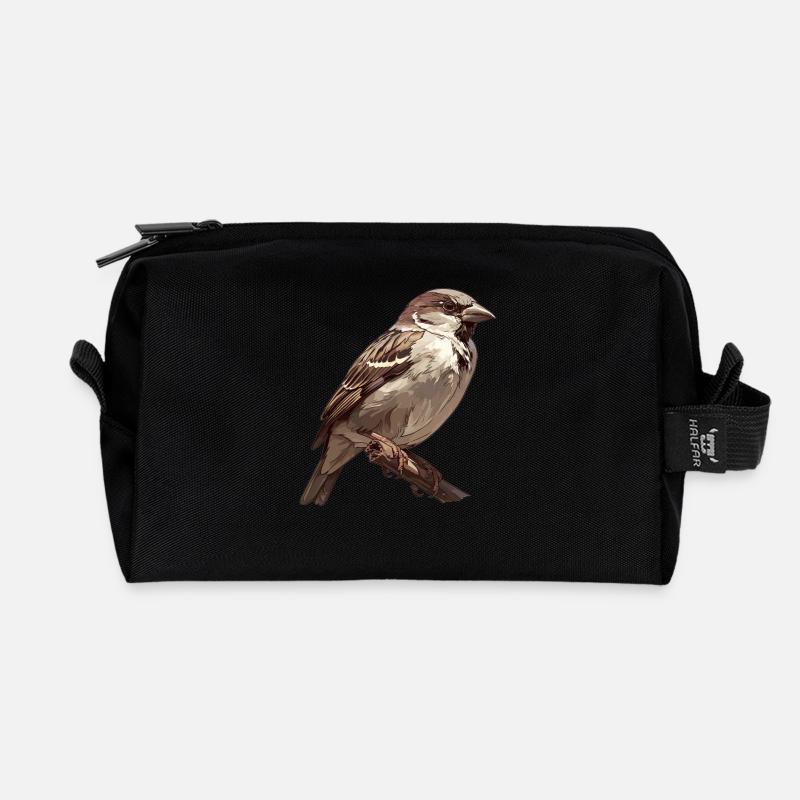 Spatzen Spatz - Recycelte Kulturtasche - Schwarz