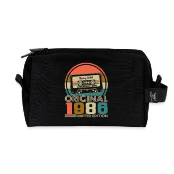 40 Years 1986 Vintage Retro Birthday - Recycled Toiletry Zip Bag - black - Front