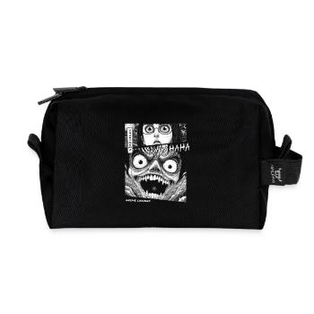 Illustration de Rire Humoristique en Noir et Blanc - Trousse de toilette en tissu recyclé - noir - Devant