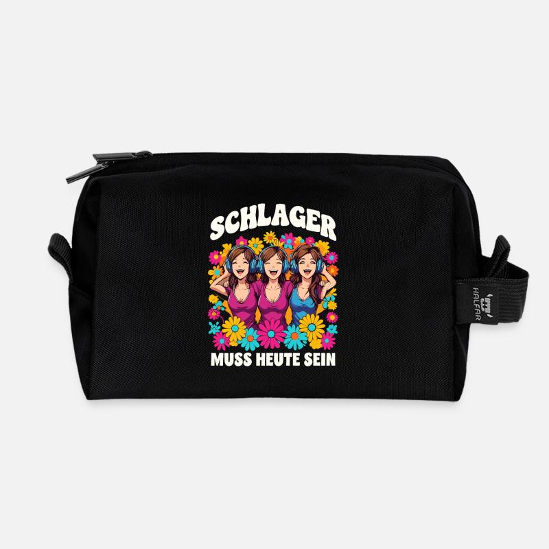Schlager Muss Heute Sein Buntes Blumenmotiv - Recycelte Kulturtasche - Schwarz