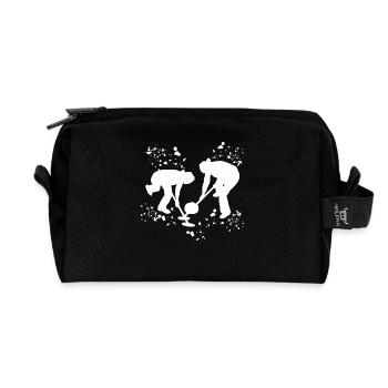 Curler Winter Sports Curling - Recycelte Kulturtasche - Schwarz - Vorne