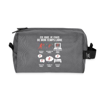 Ce que je fais de mon temps libre – Padel - Trousse de toilette en tissu recyclé - anthracite - Devant