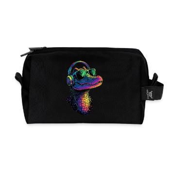 Krokodil Alligator Reptilien Kroko Liebe Krokodile - Recycelte Kulturtasche - Schwarz - Vorne
