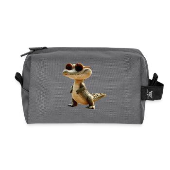 Krokodil Alligator Reptilien Kroko Liebe Krokodile - Recycelte Kulturtasche - Anthrazit - Vorne