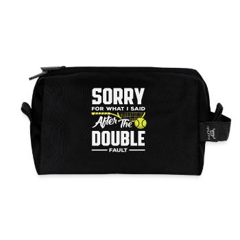 Tennis Player Apology After Double Fault - Recycled Toiletry Zip Bag - black - Front