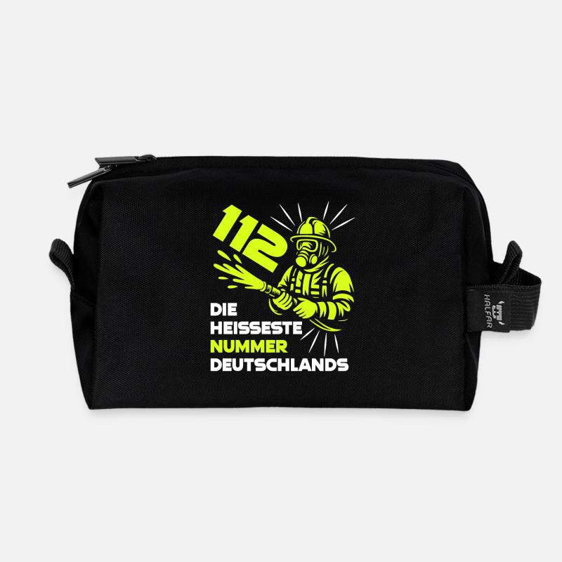 Feuerwehr - 112 - Die Heißeste Nummer Deutschlands - Recycelte Kulturtasche - Schwarz