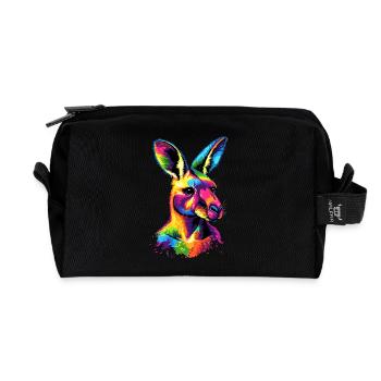 Kangourou Australie Outback Kangourous mignons sauvages - Trousse de toilette en tissu recyclé - noir - Devant