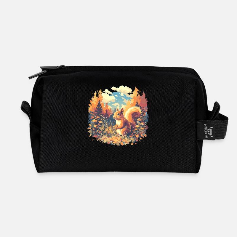 Eichhörnchen - Recycelte Kulturtasche - Schwarz