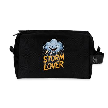 Storm Lover Clouds Lightning Face - Recycled Toiletry Zip Bag - black - Front