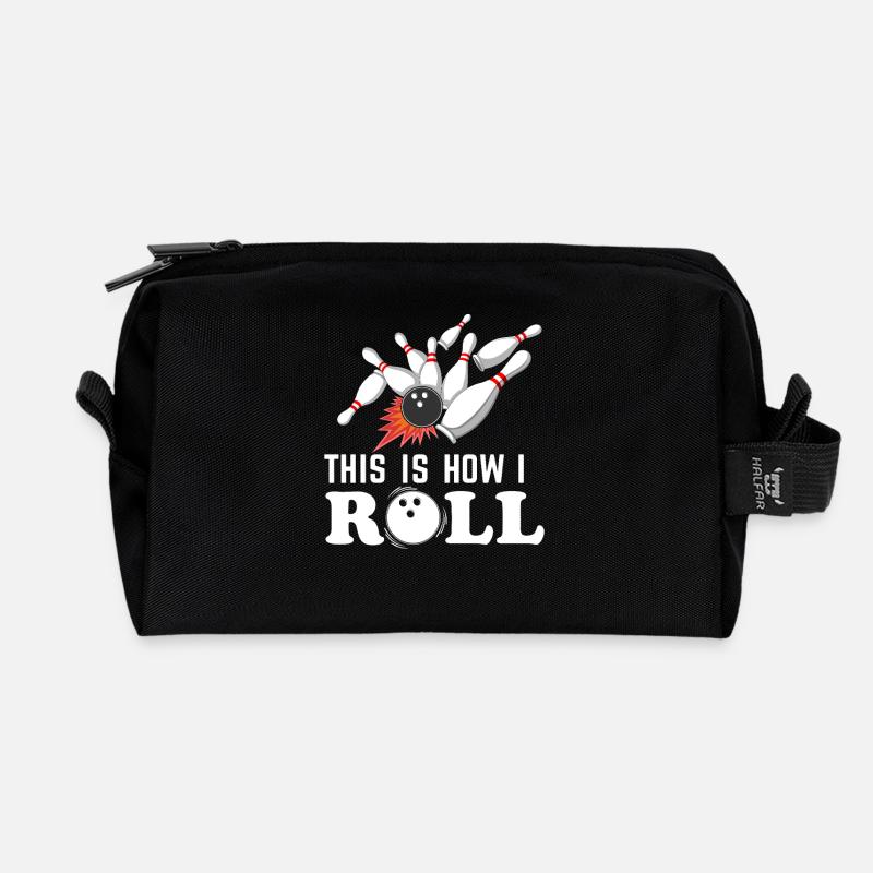 So rolle ich Bowling Drama Ball Pins - Recycelte Kulturtasche - Schwarz