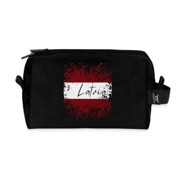 Grunge Latvian flag, I love Latvia - Recycled Toiletry Zip Bag - black - Front