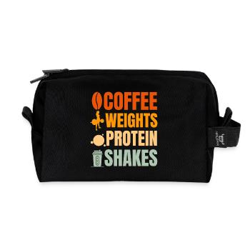 Coffee Weights And Protein Shakes - Weightlifting  - Trousse de toilette en tissu recyclé - noir - Devant