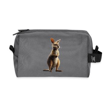Wallaby Australien Outback Wildes Süßes Känguru - Recycelte Kulturtasche - Anthrazit - Vorne