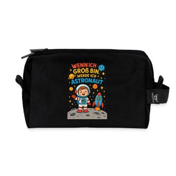 When I grow up, I'll be an astronaut - Recycled Toiletry Zip Bag - black - Front