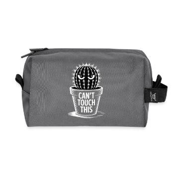 Can't Touch This – Lustiger Kaktus mit Spruch - Recycelte Kulturtasche - Anthrazit - Vorne