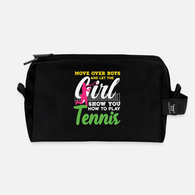 Tennis Spieler Mädchen Stärken - Recycelte Kulturtasche - Schwarz