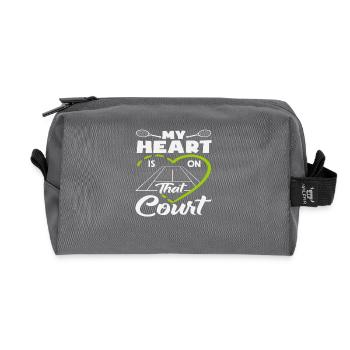 Joueur de tennis Mon cœur est sur le court - Trousse de toilette en tissu recyclé - anthracite - Devant